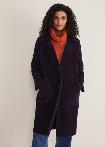 Phase Eight Floressa Fluffy Coats Burgundy Australia | WO3129768